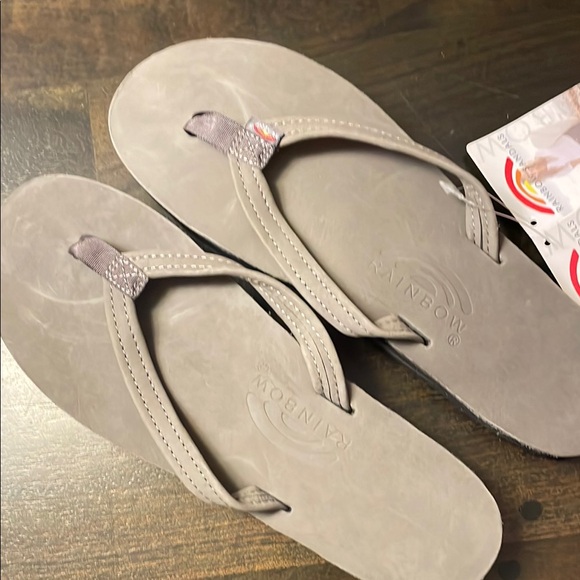 Rainbow Shoes - Rainbow narrow strap flip flops-color is grey
